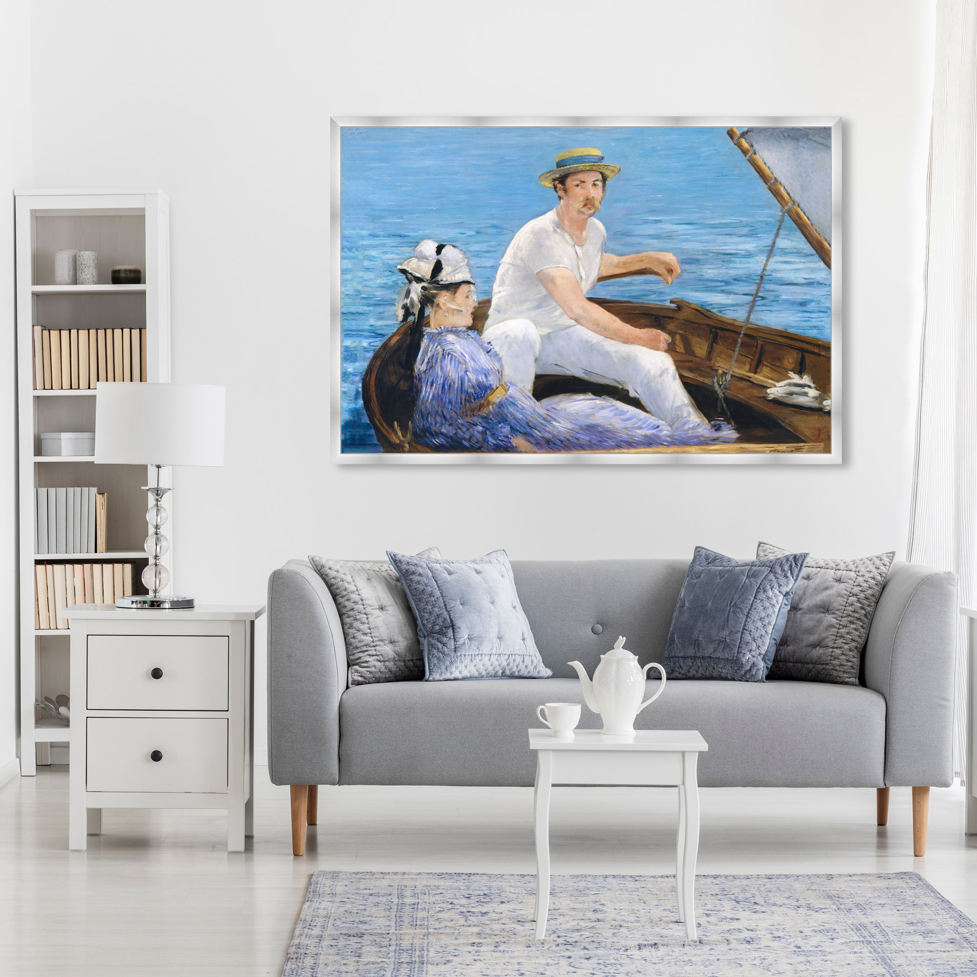 Manet - Boating 1974, Silver, 42" H x 62" W x 0.5" D