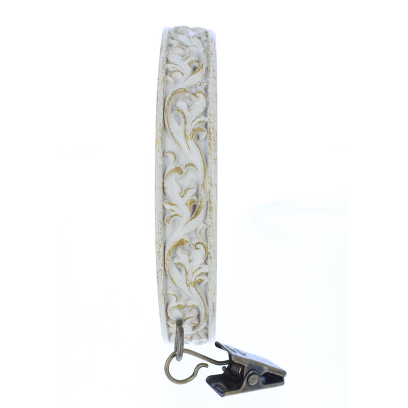 Anneau de rideau à volutes Lockwood, Blanc doré de France