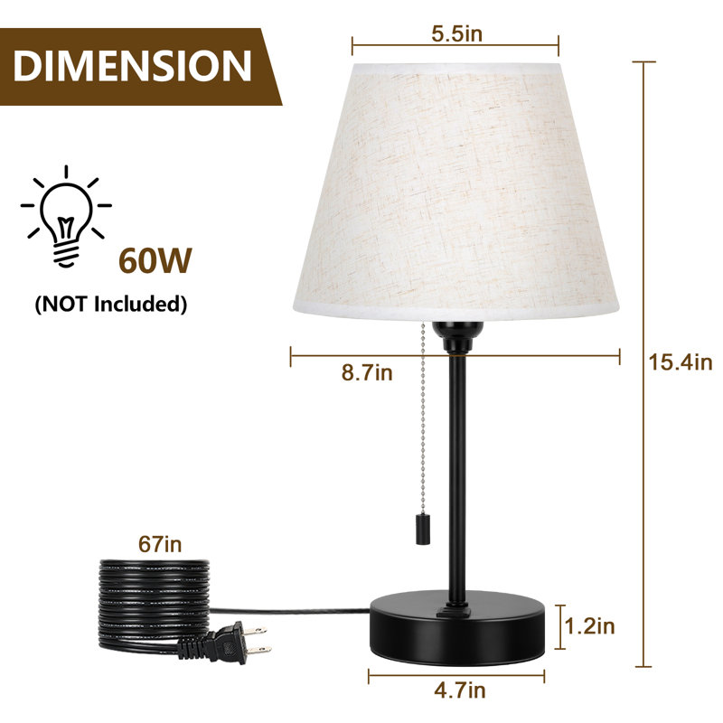 Modern LampBedside Table Lamp with USB Ports Set of 2