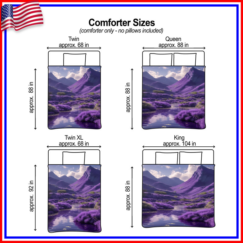 Lavender Mountain Landscape Comforter, Twin Extra Long