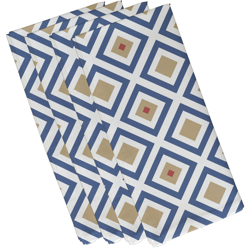 Ensemble de serviettes 4 pièces Frances, L 18 po x L 18 po, Bleu, taupe / beige