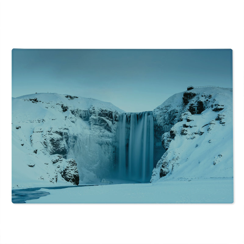 Ambesonne - Planche à découper paysage grande montagne avec neige bleu pétrole