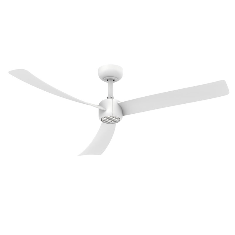 52 Inch Ceiling Fan With Led Night Light Remote Control, White with White Blades