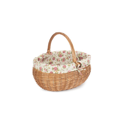 Wicker Shopping Basket with Garden Rose Lining