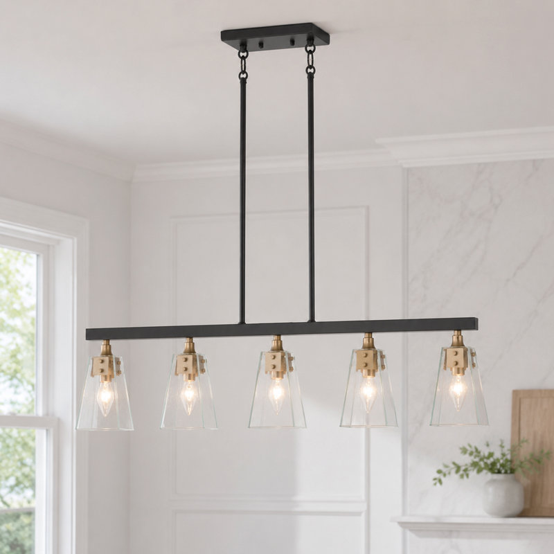 Luminaire suspendu linéaire à 5 lumières pour îlot de cuisine Abrielle