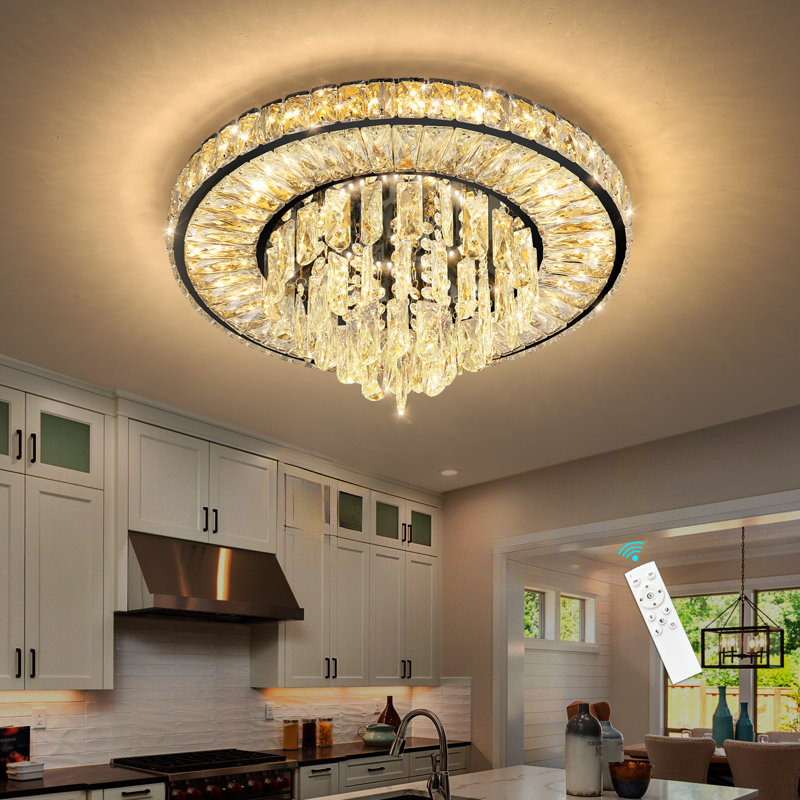 Crystal Bedroom Chandelier Dimmable, Matte Black