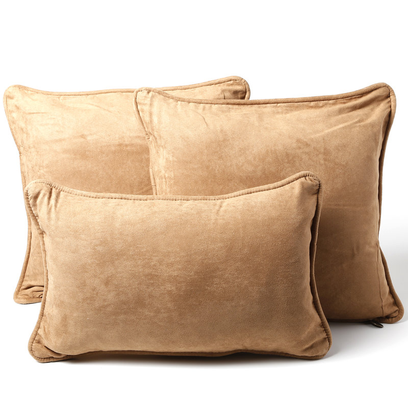 Ariatna Microsuede Reversible Throw Pillow, Saddle Brown