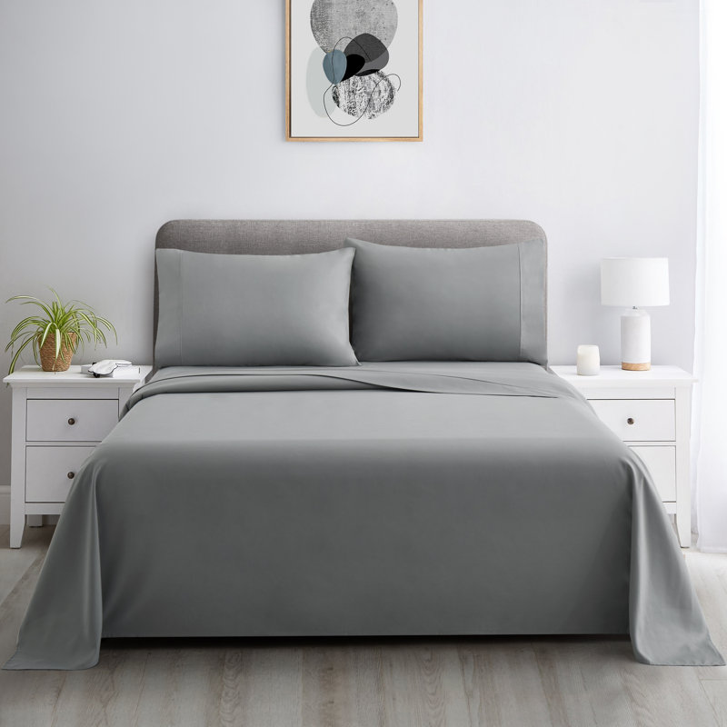 Ensemble de draps en coton 3 pièces avec housse de coussin Marina, Ensemble de draps pour lit simple + 1 taie d'oreil