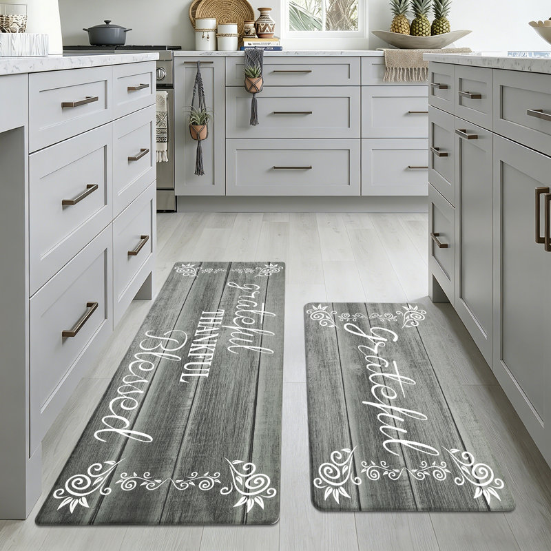 Anti-Fatigue Non-Skid Waterproof Kitchen Mat (Set of 2), Gray, Runner 20" x 31.5" + 20" x 59"