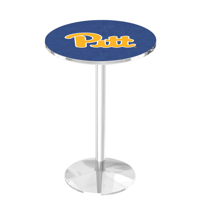 Round Metal Base Dining Table, Chrome, University of Pittsburgh