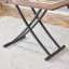 Table élévatrice multifonctionnelle moderne et 4 chaises en lin | Bureau en MDF noyer, pieds en métal noir | Hauteur réglable pour la salle à manger, le café ou le bureau
