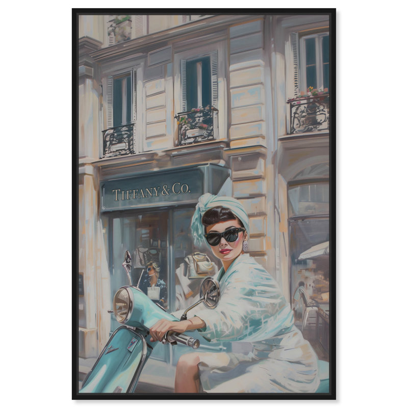 «Holiday by the Store», toile coquette tendance par Art Remedy, Cadre noir, H 25 po x l 17 po