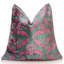 Coussin en velours de soie vert émeraude et magenta – 50 x 50 cm