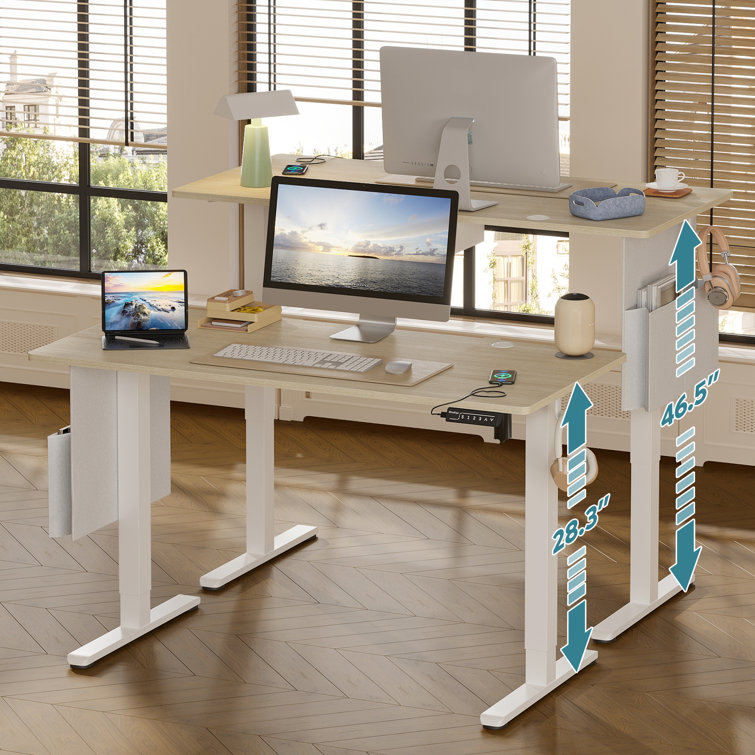 Inbox Zero Leverne 55.1'' W Height Adjustable Rectangle Standing Desk