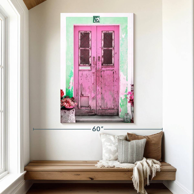 Old Pink Door, 51" H x 34" W