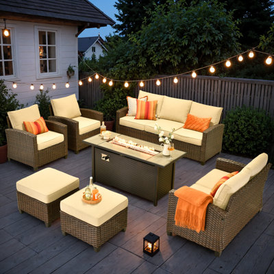7 pièces de mobilier d'extérieur avec poêle