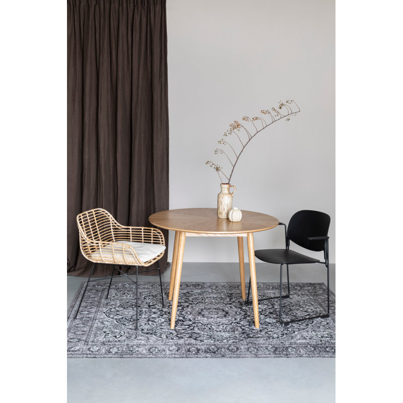 Fabio Round Solid Oak Dining Table, Brown