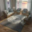 Tapis bleu clair et gris en laine touffeté à la main Mikilah-24324522
