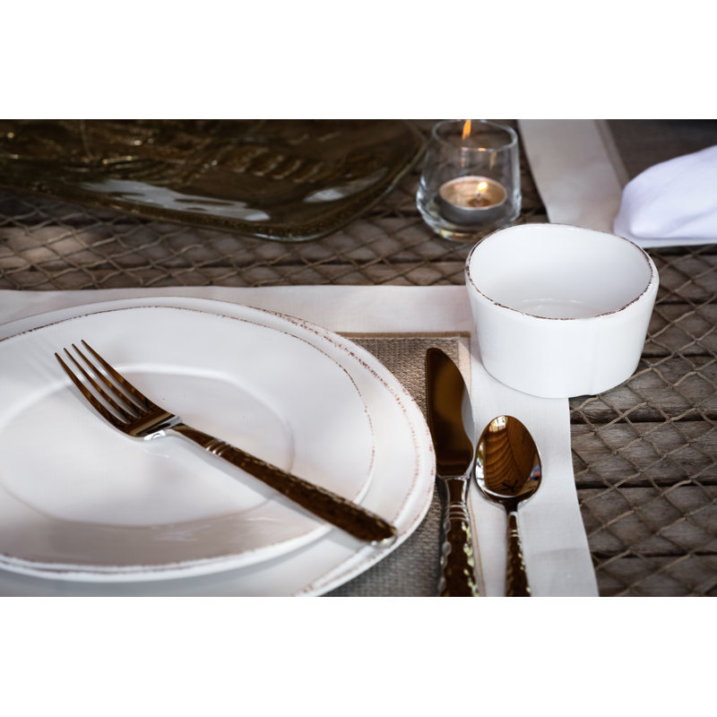 Lastra Handmade Stoneware Condiment Server, White