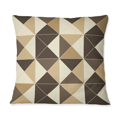 Brown Beige Triangles Pattern IV - Modern Throw Pillow
