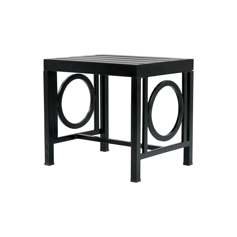 Table d'appoint d'extérieur élégante noire P 20 po x l 16 po x H 18 po avec acier thermolaqué résistant aux intempéries, Noir