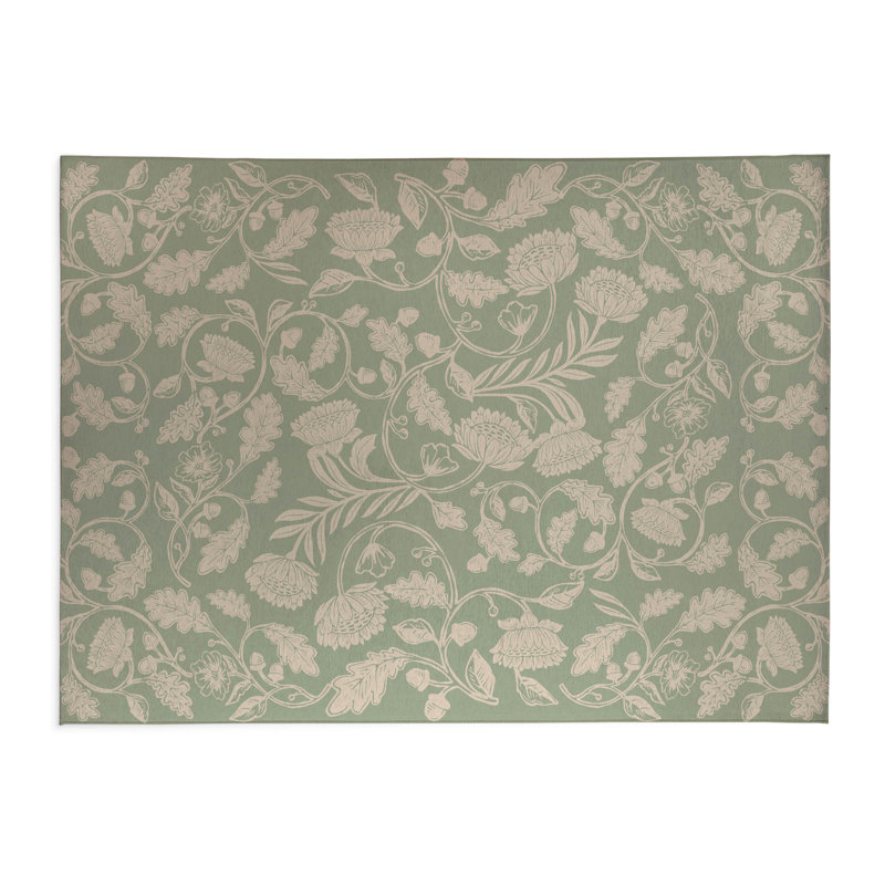 Tapis de lessive léger antidérapant Autumn Vines, L 25 po x H 4 po, Sauge à motif floral
