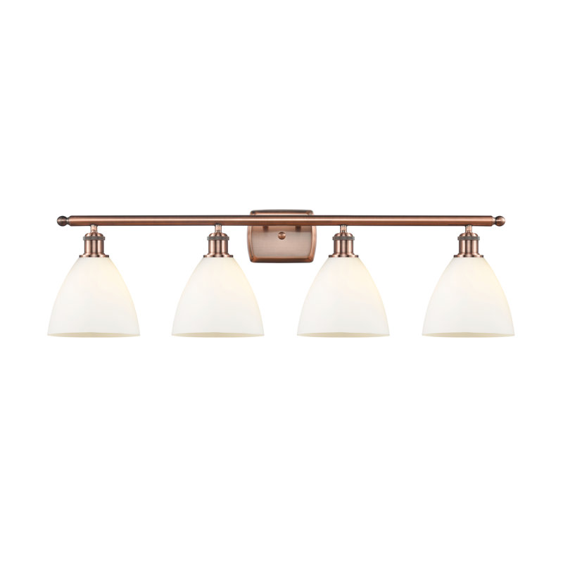 Éclairage pour meuble-lavabo 4 lumières Shauna, Blanc mat, Incandescente, Cuivre antique