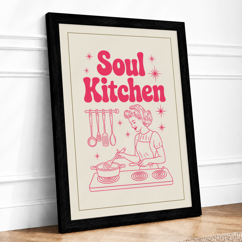 Soul Kitchen Retro - Framed Print, A2 - 59.4 x 42.0 cm, Black