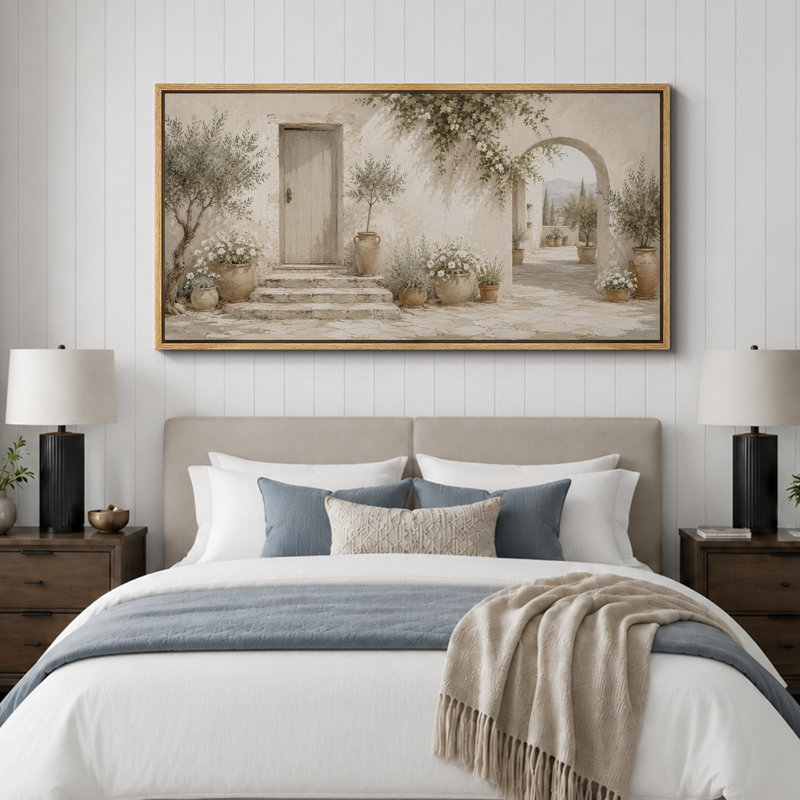 «Rustic Olive Courtyard Archway», impression sur toile encadrée, impression sur toile, 3 pièces, H 30 po x l 60 po x P 1,5 po