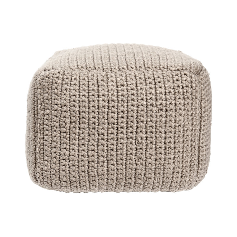 Prism 18" Wide Handwoven Square Pouf, Natural