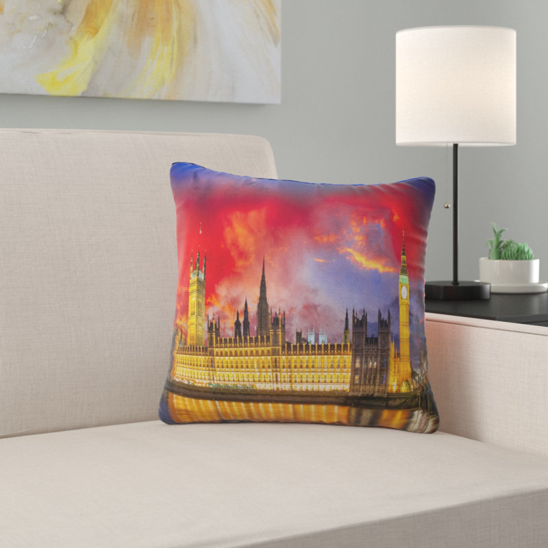 Coussin Cityscape, 18 po x 18 po, Coussin décoratif