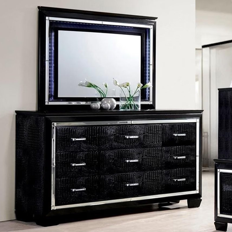Miroir contemporain l 50,4 ", noir, Noir