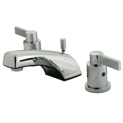 Kingston Brass NuvoFusion Two-Handle 3-Hole Deck Mount Widespread Bathroom Faucet with Retail Pop-Up Drain