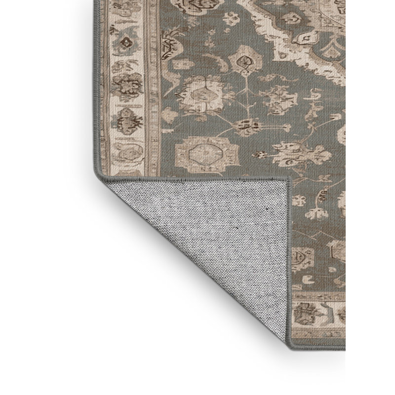 Tapis gris Afyon lavable à la machine, Carré 8 pi