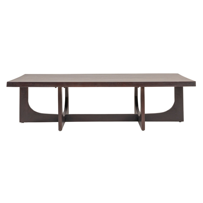 Rectangular Mango Wood Coffee Table with Modern Trestle Base
