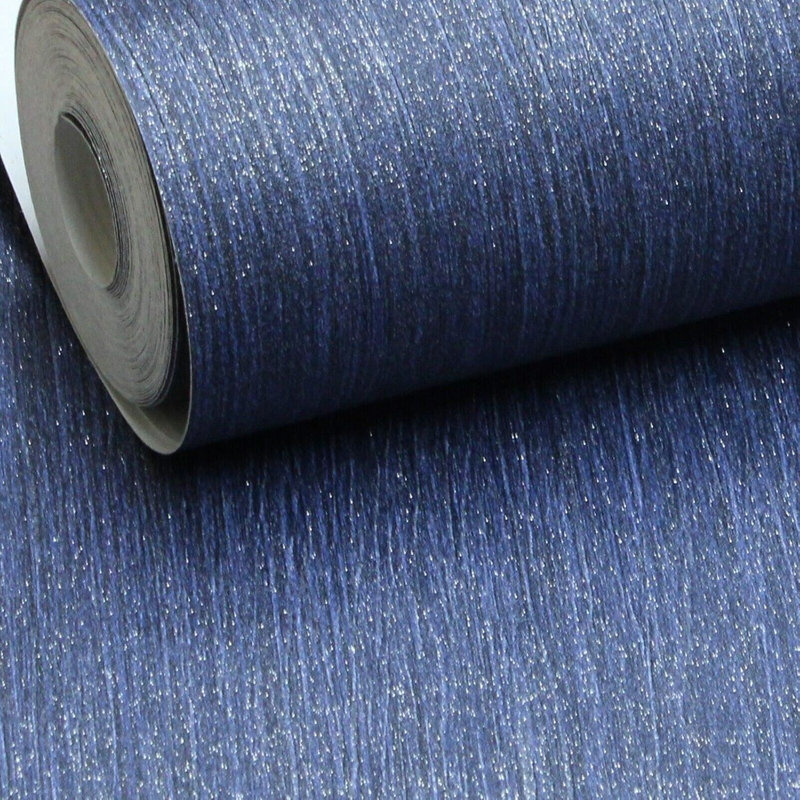 Luxury Navy Royal Blue Glitter Wallpaper Shimmer Vertical Textured Fine Sparkle Feature Wall Vinyl E95101
