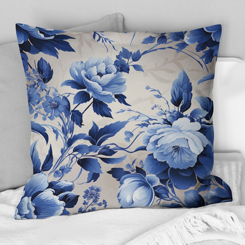 Coussin Cobalo Cameo Cameo Victorian, H 16 po x l 16 po