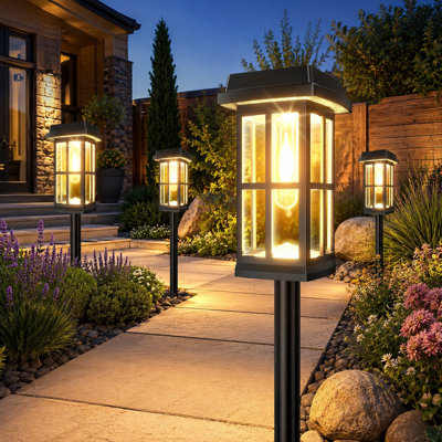 Two-Mode Solar Path Lighting, 8-Piece Waterproof Set with Sturdy Metal Rods and Brighter Output for Up to 15 Hours, Made for Yards, Walkways, Driveways, Sidewalks and Gardens