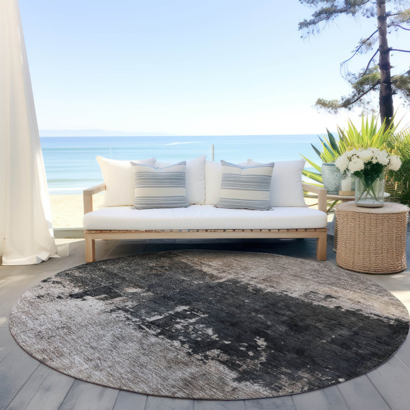 Tapis intérieur / extérieur brun Zehara , 8 pi x 8 pi
