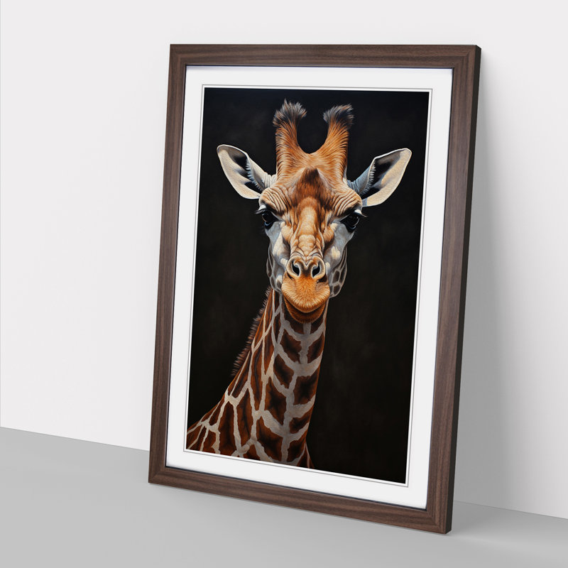 Giraffe Informel - Framed Print, 34cm H x 25cm W x 2cm D, Walnut