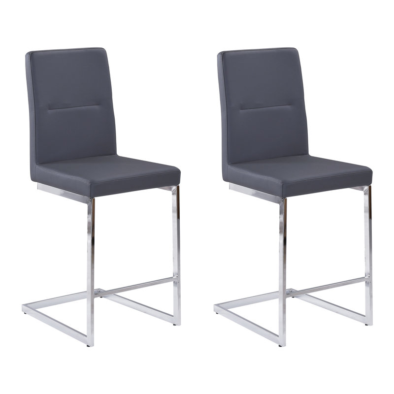 Mullenax Faux Leather 26" Counter Stool, Dark Gray