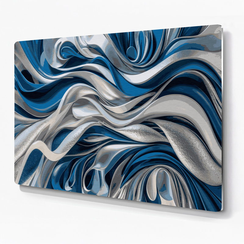 «Biomorphic Abstraction 57», art mural en métal bleu, H 11 po x l 14 po
