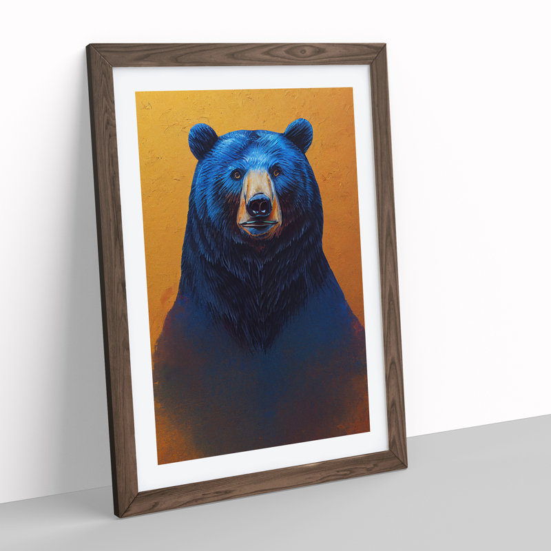 Stupendous Bear - Wall Art, 66cm H x 48cm W, Walnut Framed Paper, White