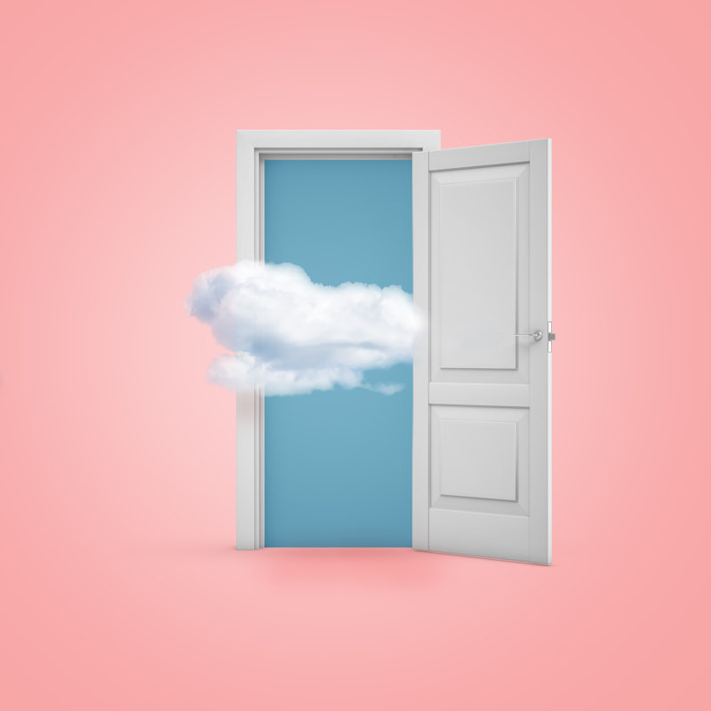 Open Doorway And Cloud - Wrapped Canvas Print, 30cm H x 30cm W x 3.8 cm D