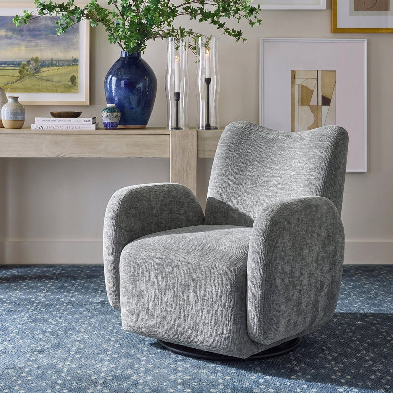 Arlow Modern Contemporary Chenille Swivel Accent Chair with 360-Degree Base, Gray