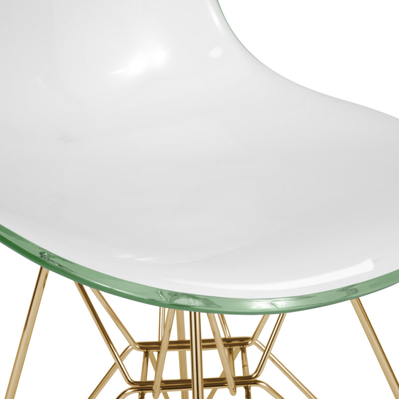 Chaise de salle à manger Northfleet, Blanc / Vert, Ensemble de 4, Doré