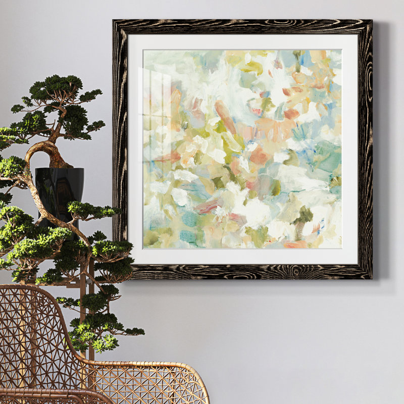 FLORAL BLUSH I Floral Blush I - reproduction de cadre photo, H 17 po x l 17 po x P 1,5 po, Cadre noir