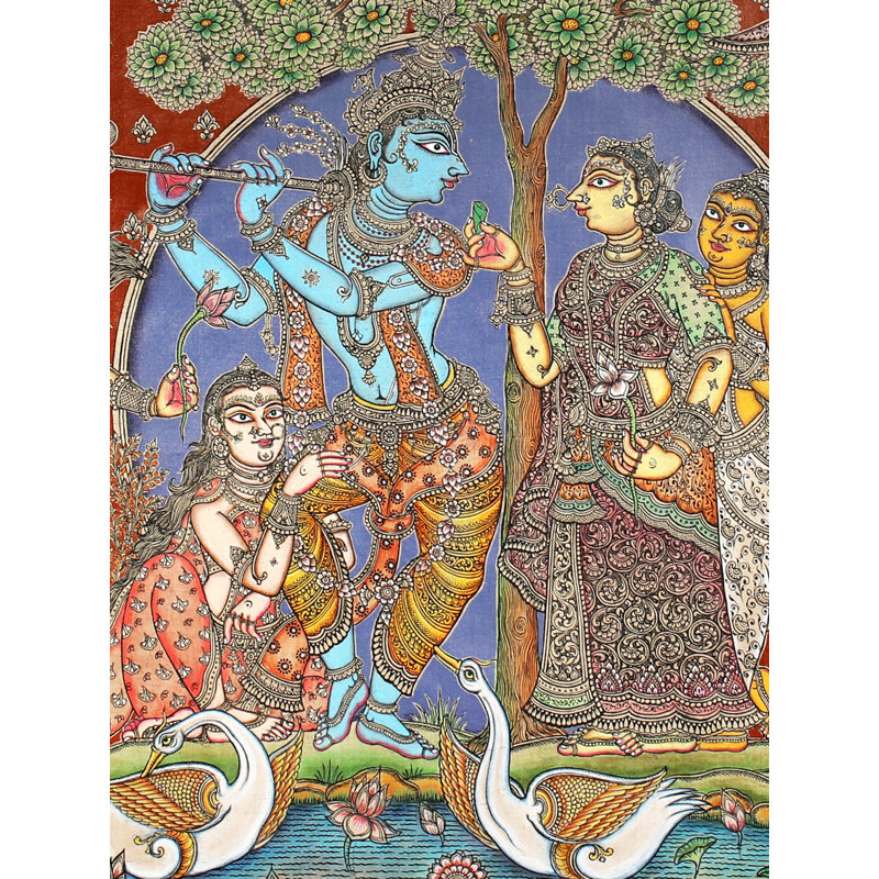 Lord Krishna | Art Odisha | Peinture de Patta sur soie de tussar
