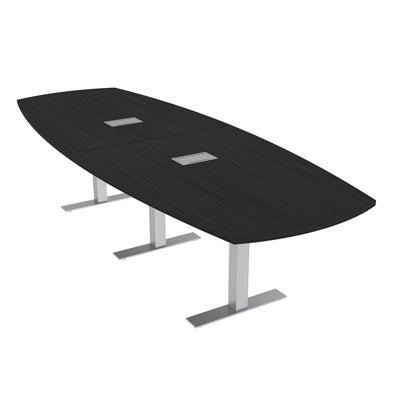 Table de conférence Arc Boat avec bases en T en métal et modules de données