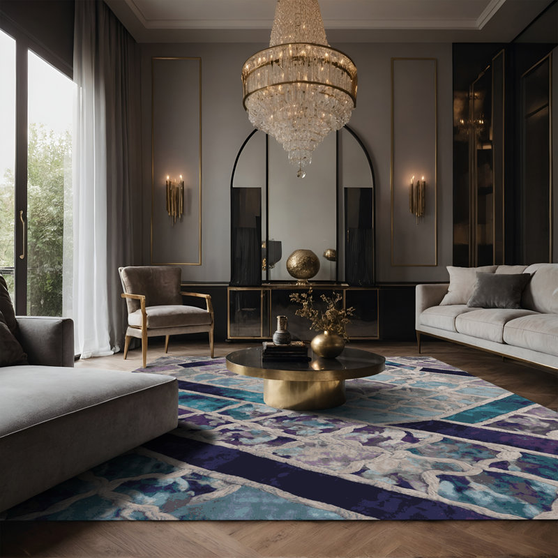 Tapis gris soyeux et moelleux, Rectangulaire 3 pi x 5 pi